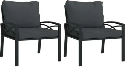 Produktbild von Gartenstühle mit Grauen Kissen 2 Stk. 68x76x79 cm Stahl