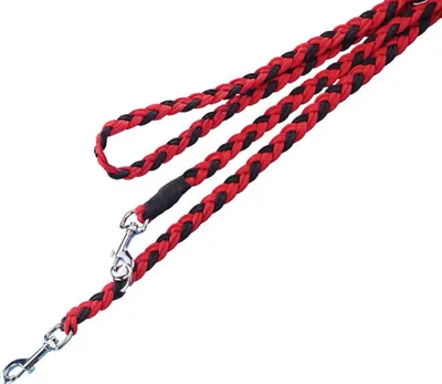 Produktbild von Nobby 73126-03 Führleine für Hunde, geflochten, L: 200 cm, B: 16 mm, rot/schwarz, Hund, Trainingsleine, Schwarz, Rot, Kabel/Schnur, Einfarbig, Nylon