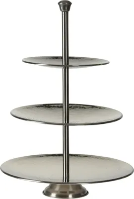 Produktbild von Excellent Houseware Etagere | Serviergestell aus Stahl in Silberfarbe 3-stufig für Obst Kekse Muffins elegant 36,5 cm