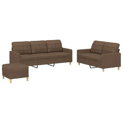 Produktbild von 3-tlg. Sofagarnitur mit Kissen Braun Stoff