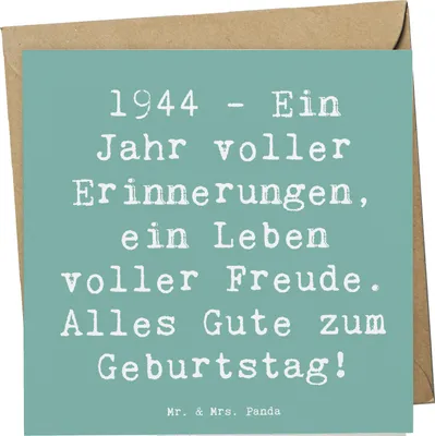 Produktbild von Mr. & Mrs. Panda Grußkarte Spruch 1944 Geburtstag - Meeresbrise - Geschenk, Klappkarte, Erinnerungen, Geburtsjahr, Geboren am, faltkarte, Persönliche Geschenke, Jahrgang