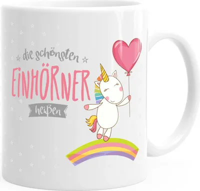 Produktbild von personalisierte Kaffee-Tasse die schönsten Einhörner heißen Wunschname individualisierbare Einhorn-Tasse mit eigenem Namen Unicorn Geschenk-Tasse MoonWorks® weiß unisize