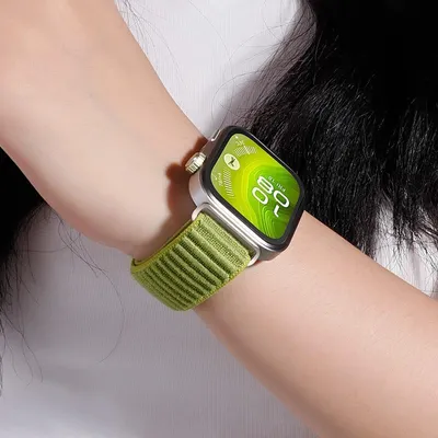 Produktbild von By Qubix Nylon-Rippelarmband - Dunkelgrün - passend für Huawei Watch Fit 5 / 4 / 3