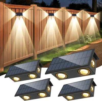 Zdjęcie produktu dla Zestaw solarny zawierający 4 lampy solarne – ciepła biel – wodoodporne – lampy solarne do użytku na zewnątrz – lampy dekoracyjne LED na tarasy i do ogrodów