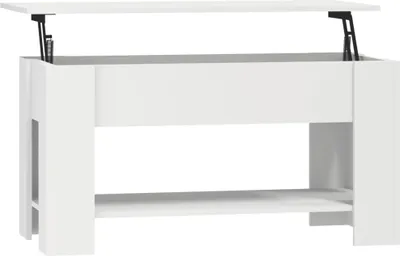 A white lift-top coffee table shown from the front.