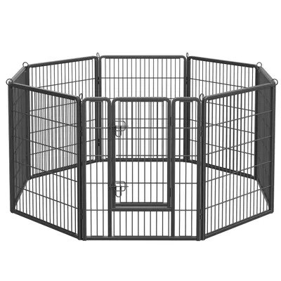 Produktbild von FEANDREA Welpenauslauf, 8 Platten DIY, Doppel-L-Schloss, 77x100cm schwarz PPK81H