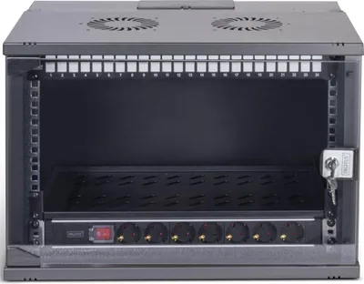 Produktbild von Digitus Netzwerk-Set SOHO Pro, 483 mm (19") - 7HE, 540 x 400 mm (B x T), Wandmontiertes Regal, 7U, 60 kg, Sperrschloss, Ablageschienen, Verbessertes Kabelmanagement