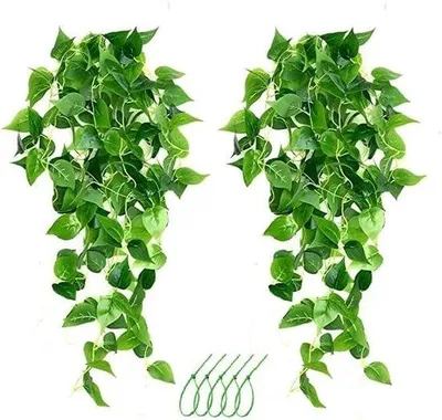 Produktbild von 2er-Set kunstgrasplanten, kunstblumen wie echte, grüne Dekoration für Balkon, Garten, Hochzeit, klimmende Pflanzen