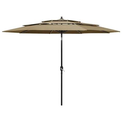 Zdjęcie produktu dla vidaXL Parasol z aluminiowym słupkiem 3-warstwowy Taupe 3 m
