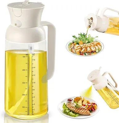 Immagine prodotto di Spray miscelatore di olio 2 in 1 da 550 ml – Olio d'oliva, accessorio da cucina, per friggitrici ad aria, barbecue (bianco)