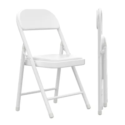 Produktbild von Klappstuhl 2er Set Lounge-Sessel mit Kunstleder Polster Besuchersstuhl Küchen Stühle 45x45x78cm Weiß
