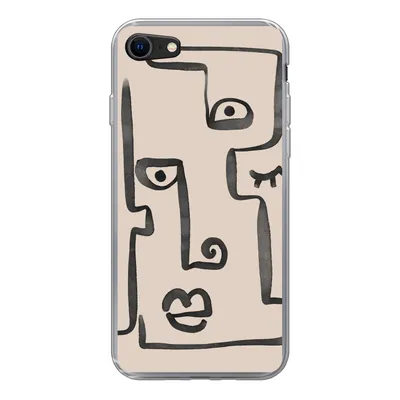 Produktbild von MuchoWow® Handyhülle Schutzhülle Hülle für iPhone 7 Auge - Lippen - Strichzeichnung Silikon Softcase Handy Hülle - Kartenhalter