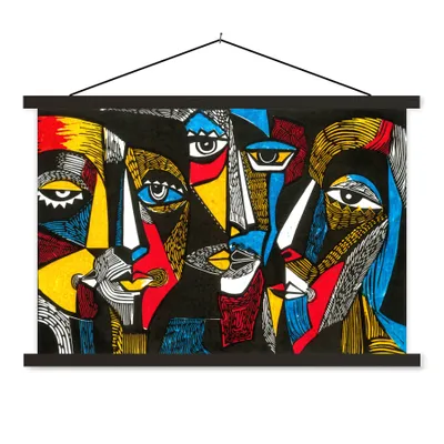 Produktbild von MuchoWow® Textilposter Malerei - Ölgemälde - Kubismus 150x100 cm mit schwarzem Rahmen - Schlafzimmer