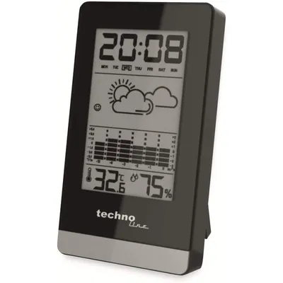 Produktbild von Technoline WS 9125, Schwarz, Silber, Innen-Hygrometer, Innen-Thermometer, Hygrometer, Thermometer, Hygrometer, Thermometer, AAA Micro LR03, 66 mm