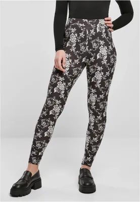 Obrázek produktu pro Dámské leginy Urban Classics Ladies Soft AOP Leggings blackrose - M