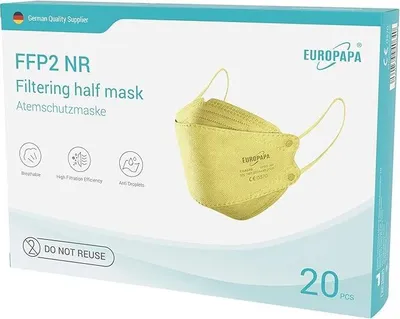 Produktbild von EUROPAPA® 40x FFP2 Fisch-Form und 3D-Form Masken Atemschutzmaske 5-Lagen Staubschutzmasken hygienisch einzelverpackt Stelle  EN149