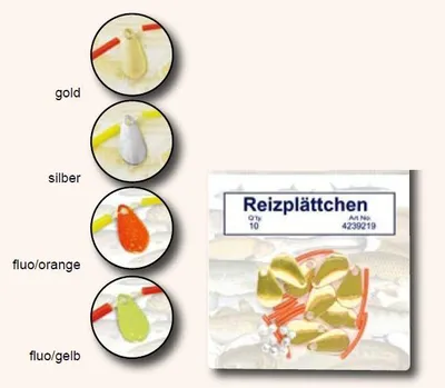 Produktbild von Reizplättchen Spinner 15x10mm Forellenköder -10 Spinnerblätt er, Farbe:Silber