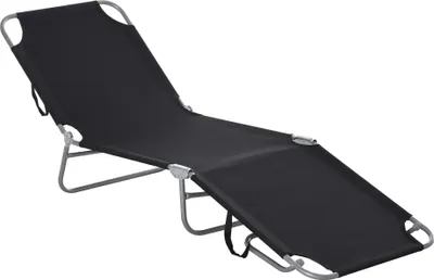 Produktbild von Klappbare Sonnenliege mit verstellbarer Rš¹ckenlehne, mehrfach verstellbar, Metall und Polyester, Schwarz