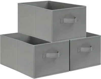 Obrázok produktu pre Solidchoice – Súprava 3 veľkých úložných boxov, 39 x 29 x 20 cm, sivá farba