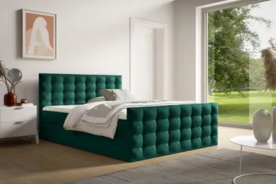 Obrázek produktu pro Čalouněná postel 200x200 ELPIDA - zelená + topper