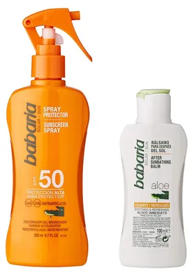 Produktbild von Babaria Aloe Sonnenschutzspray LSF 50 200 ml + After Sun 100 ml