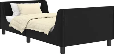 Image de vidaXL Sommier de lit d'enfant avec tête de lit noir 80 x 200 cm velours
