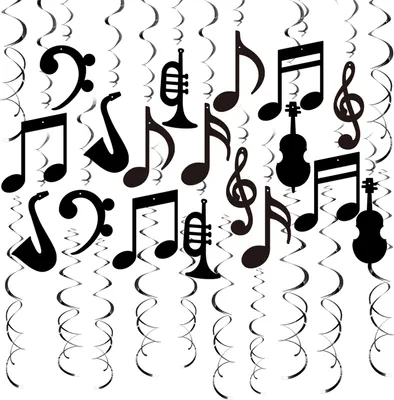 Produktbild von Musiknoten-Hängewirbel-Dekorationen, musikalische Folienwirbel-Ausschnitt-Spiral-Deckendekoration für Musik-Mottopartys, Hochzeiten, Babypartys, Geburtstagsbedarf