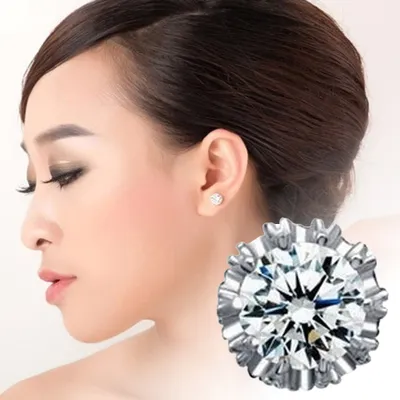 Produktbild von Mode Frauen Runde Zirkonia Geschnitzte Krone Ohr Stud Ohrringe Schmuck Geschenk