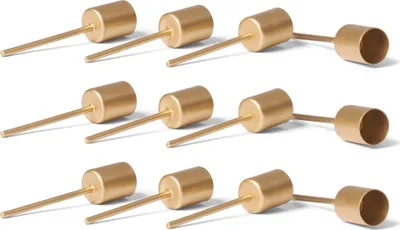 Produktbild von Novaliv 12x Stabkerzenhalter gold I Kerzenpick 10 x 2,5 cm Kerzenpin Adventskranzdekoration I Kerzenstecker für Stabkerzen Kerzenleuchter I Dekoration Weihnachten