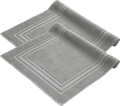 Produktbild von Komfortec Badvorleger Set 2 Teilig, Waschbar Duschmatte & Badteppich, 600 g/m² &100% Baumwolle, Saugfähig & Schnelltrocknend, 50 x 70 cm, Grau
