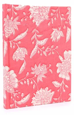 Image de Cahiers reliés en coton 20 x 15 cm - 96 pages - Motif floral rose