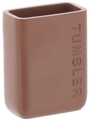 Image de TENDANCE | Gobelet de salle de bain - Gobelet de salle de bain - marron - 250 ml - plastique - Gobelet à brosse à dents - Pratique - Salle de bain