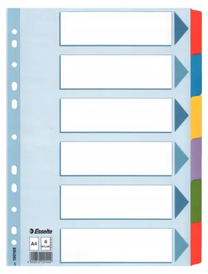 Produktbild von Esselte Büro-Trennblätter für Ordner, Bunt, 6 Stück