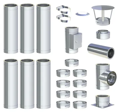Produktbild von 6,7 m - DW-ECO 2.0 Edelstahlschornstein Ø 130 mm Komplettset doppelwandig Bodenmontage