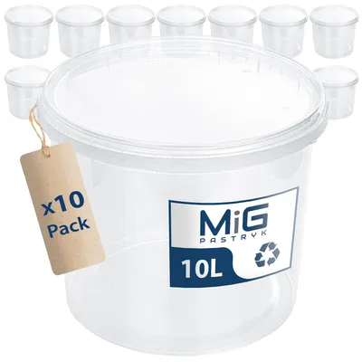 Obrázek produktu pro Kbelík s víkem - Průhledný - 10 litrů - Vzduchotěsný - Stohovatelný