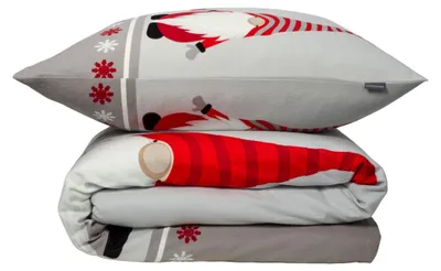 Produktbild von SCHIESSER Bettwäscheset Balduin | Feinbiber | 2-teilig | Weihnachts-Wichtel | 100?% Baumwolle | Reißverschluss | 135x200cm + 80x80cm | Grau