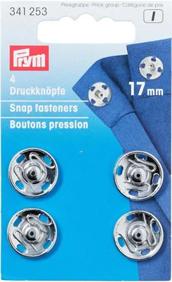 Produktbild von Prym 13412530, Nähdruckknopf, Metall, Silber, 1,7 cm, 4 Stück(e), Sichtverpackung