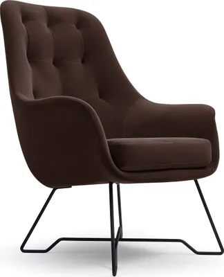 Produktbild von Masseno Polstersessel SEDUTA, Modern Loungesessel ergonomisch, Velours-Stoff Braun