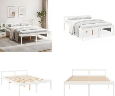 Produktbild von vidaXL Seniorenbett Weiß 160x200 cm Massivholz Kiefer - Seniorenbett - Seniorenbetten - Bett Senioren - Betten Senioren