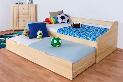 Produktbild von Holzbett 90 x 200 cm Kiefer massiv Natur mit Lattenrost