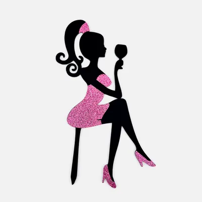 Produktbild von Kuchendeko Geburtstag – 24x14 cm - Dame in Hight Heels - im Brokatkleid – Kuchendekoration - Torten Topper Erhältlich in Acryl & Glitter (Rosa)