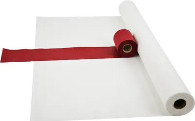Produktbild von Sensalux Kombi-Set 1 Tischdeckenrolle 1,18m x 25m weiß + Tischläufer 15cm bordeaux