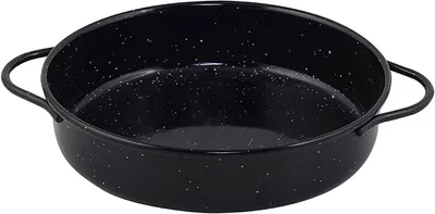 Productafbeelding van Geëmailleerde Braadpan - Kookpan Staal - Gerechten Bereiden - Twee Handgrepen - 20 cm Diameter - Zwart