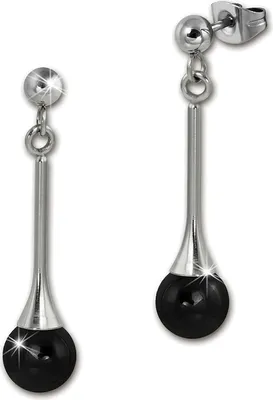 Image de Amello pierre en acier inoxydable dames boucles d'oreilles argenté noir ESOS94S