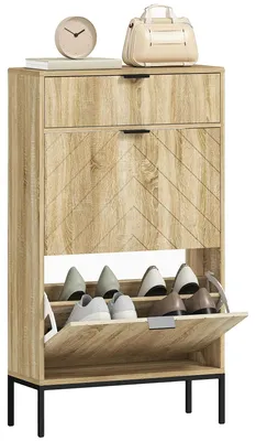 Image de Étagère à chaussures, en bois, design moderne, naturel