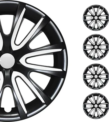 Produktbild von 4x Radkappen 15 zoll Schwarz & Weiß