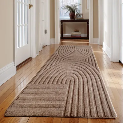 Produktbild von Carpetsale24 Boho Teppich Skandinavischer Kurzflor mit 3D Effekt, Waschbar Teppich für Wohnzimmer, Grösse: 80x250 cm