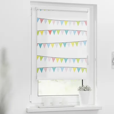 Obrázek produktu pro Roleta na okno Lichtblick bez vrtání Vlajková girlanda 45x150 cm včetně upínacích držáků