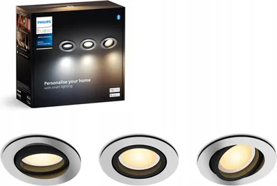 Zdjęcie produktu dla Philips Hue White ambiance Wbudowane światło punktowe Milliskin (3 szt.), Bluetooth/Zigbee, Aluminium, LED, GU10, 2200 K, 6500 K