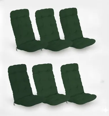 Produktbild von Beautissu 6er Set Hochlehner Auflagen Flair HL, 120x50x8cm, Dunkelgrün